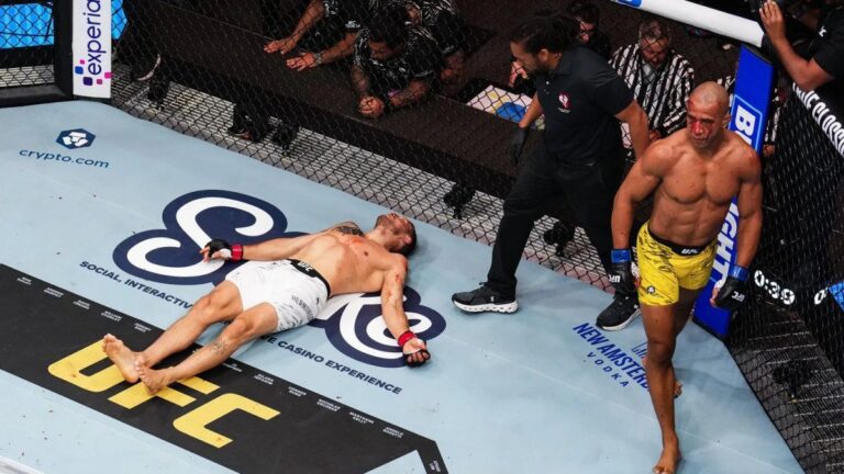 Luchador de UFC remató a su rival y lo noqueó rendido en el piso: «En la jaula podemos hacer todo»