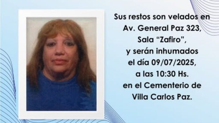 Dolor por el fallecimiento de una exdocente de la Escuela Presidente Sarmiento