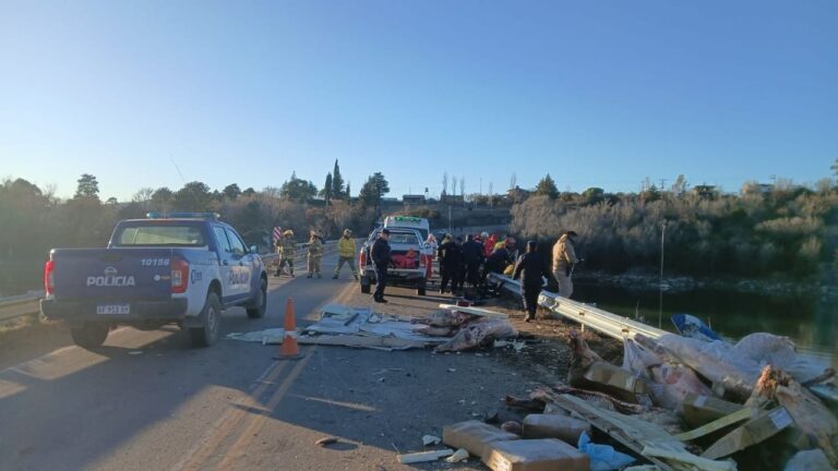 Camión con carne cayó al río en Córdoba: murió el chofer y rescataron al acompañante