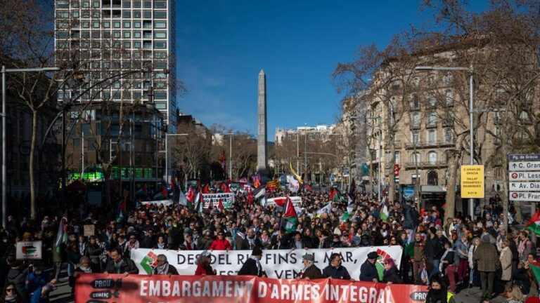 Una manifestación en el centro de Barcelona exige la ruptura de relaciones con Israel