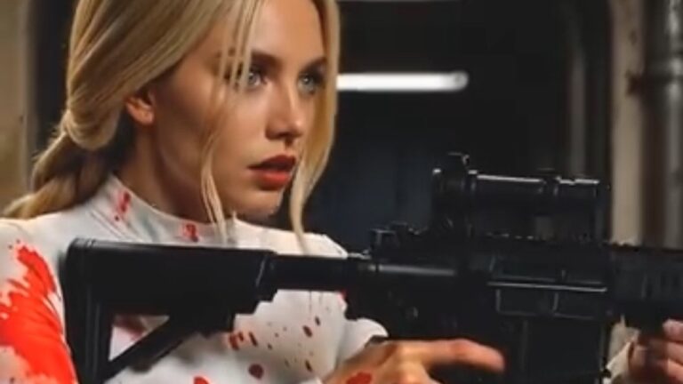 Cartel de la película Luna Roja con la modelo virtual Ana Bianco