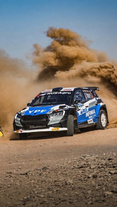 Federico Villagra compite con su Skoda Fabia en el Rally de Mina Clavero 2026.