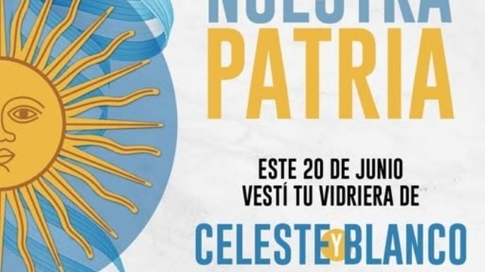 Vidriera decorada con los colores celeste y blanco en Bialet Massé