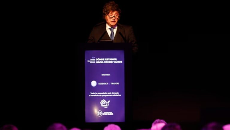 El presidente Javier Milei habla en el Latam Economic Forum