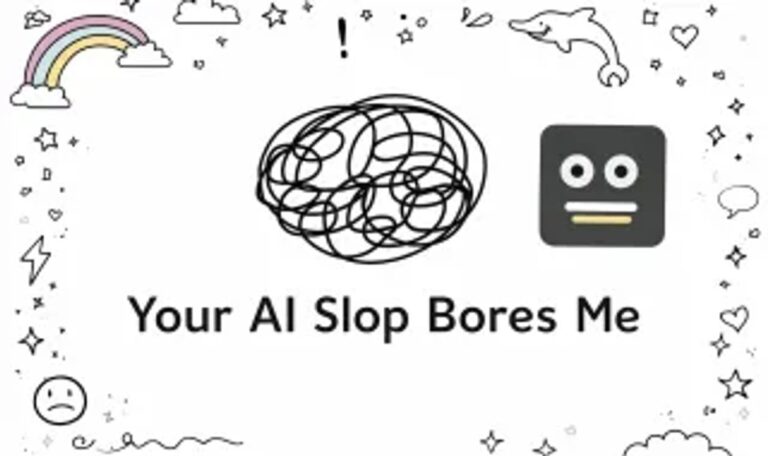 Captura del sitio Your AI Slop Bores Me con interfaz de chat
