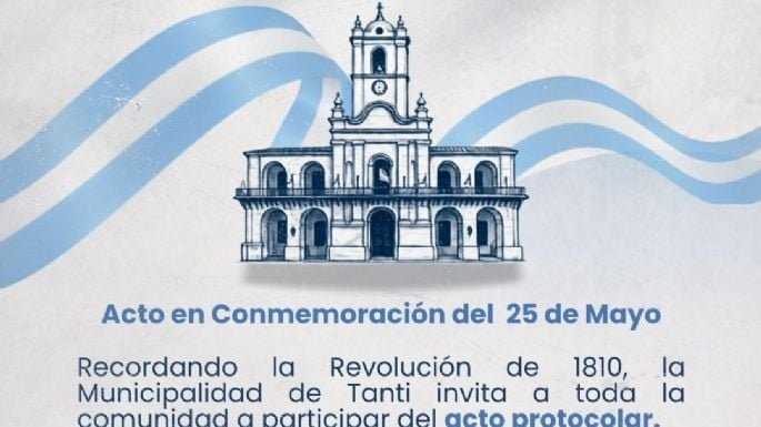 Plaza 25 de Mayo de Tanti durante festejos patrios