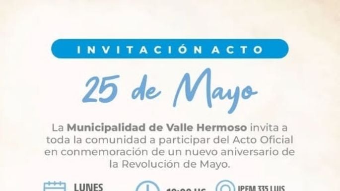 Acto oficial por el 25 de Mayo en Valle Hermoso