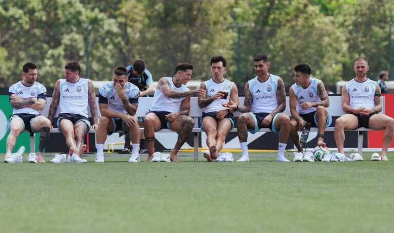 Jugadores de la Selección Argentina durante un entrenamiento