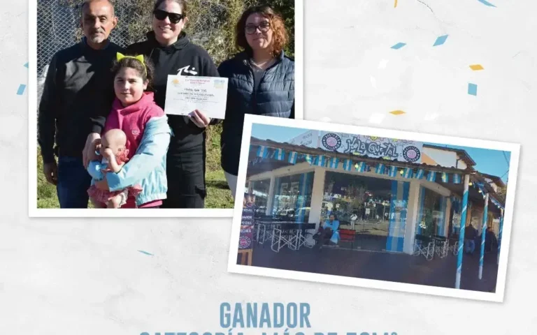 Vidrieras decoradas con colores celeste y blanco en Bialet Massé