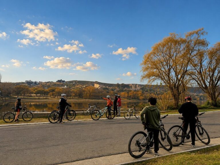 Personas en bicicleta durante un evento de cicloturismo en La Calera