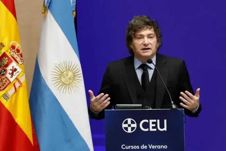 Javier Milei durante entrevista en Madrid