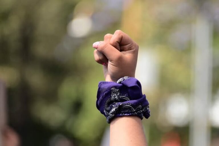 Manifestantes con carteles en Plaza San Martín durante la protesta por el femicidio de Sofía Martínez