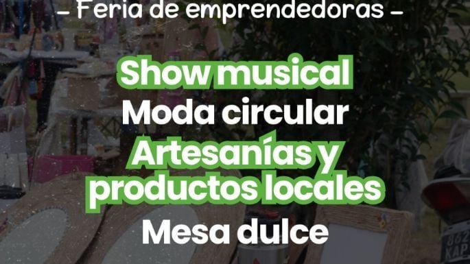 Feria de Emprendedores en plaza Los Chañares de Tanti con stands y música en vivo