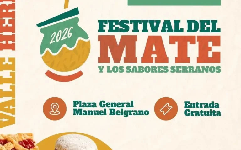 Cartel del Festival del Mate y los Sabores Serranos en Valle Hermoso