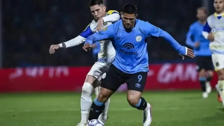 Lucas Passerini, delantero de Belgrano, durante un partido