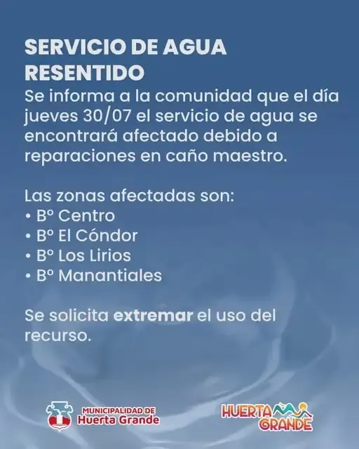 Tanque de agua potable en Huerta Grande, Córdoba