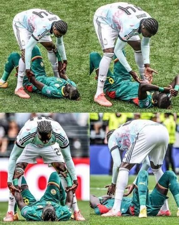 Partido de fútbol entre Bélgica y Senegal con jugadores de diferentes orígenes