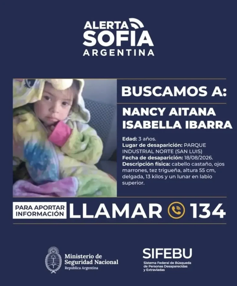 Foto de Nancy Aitana Isabella Ibarra, niña desaparecida en San Luis