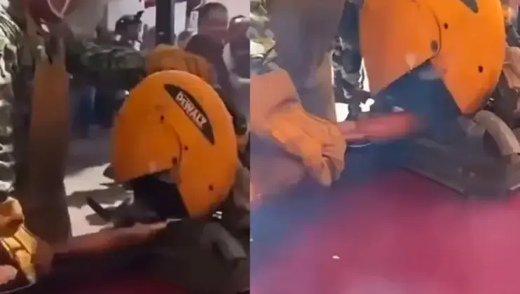 Escopeta durante su destrucción en módulo de canje de armas