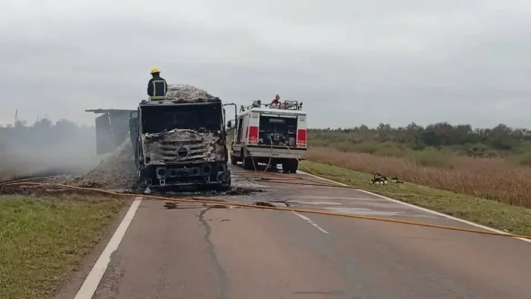 Camión incendiado cargado con semillas de algodón en la Ruta Provincial 17