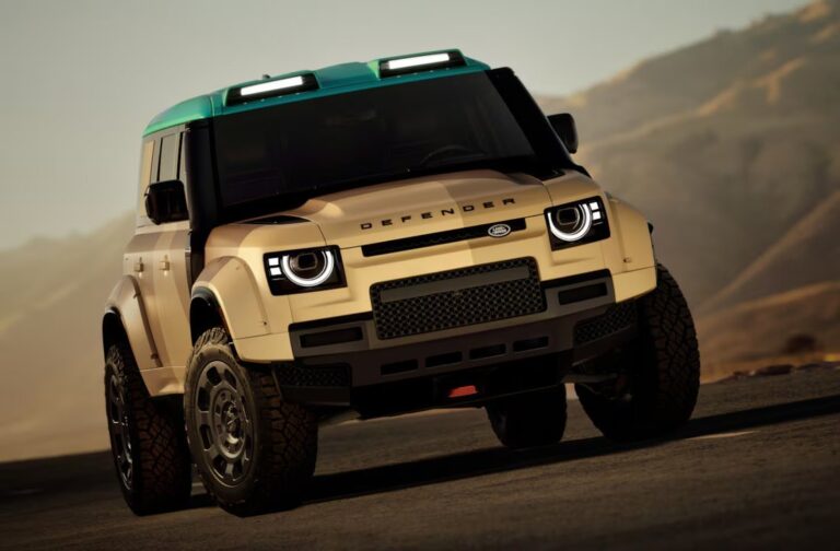 Land Rover Defender Dakar edición limitada en color Dakar Sand con techo Yanbu Turquoise
