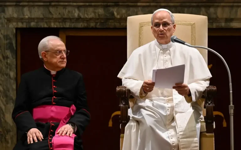 El Papa León XIV durante una audiencia pública