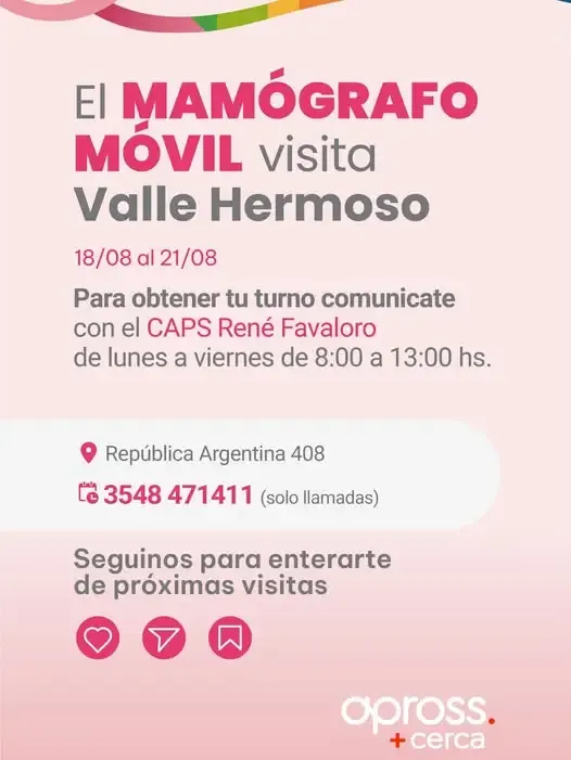 Mamógrafo Móvil en Valle Hermoso