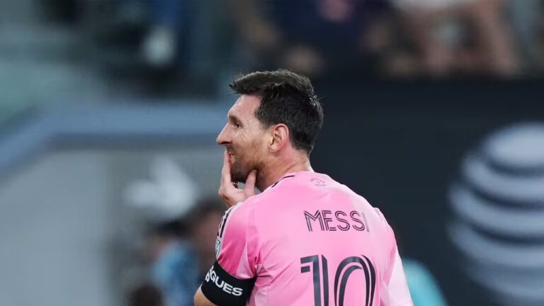 Lionel Messi durante el partido entre Inter Miami y León por la Leagues Cup