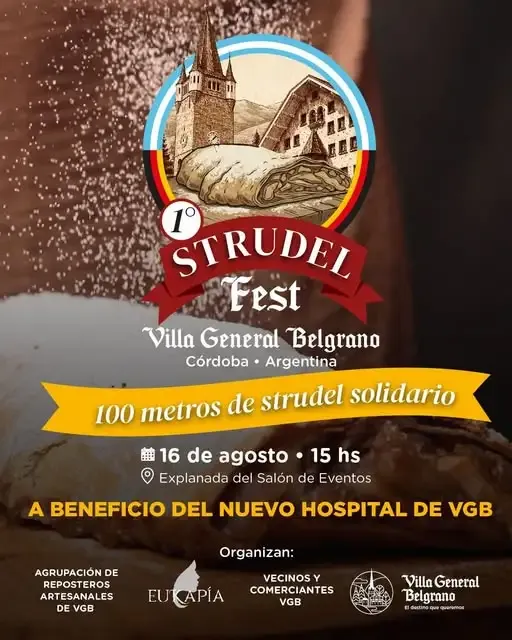 Strudel tradicional elaborado por reposteros artesanales en Villa General Belgrano
